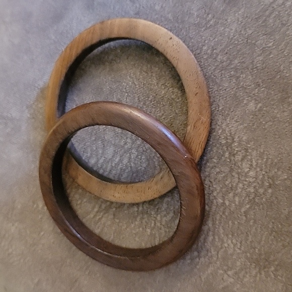 VTG Wood Bangle Bracelets - Picture 2 of 2